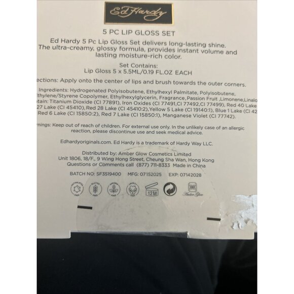 Ed Hardy Glossy Delights 5-piece lip gloss set Of 5 Skater Emo Goth Assorted New - Picture 7 of 7